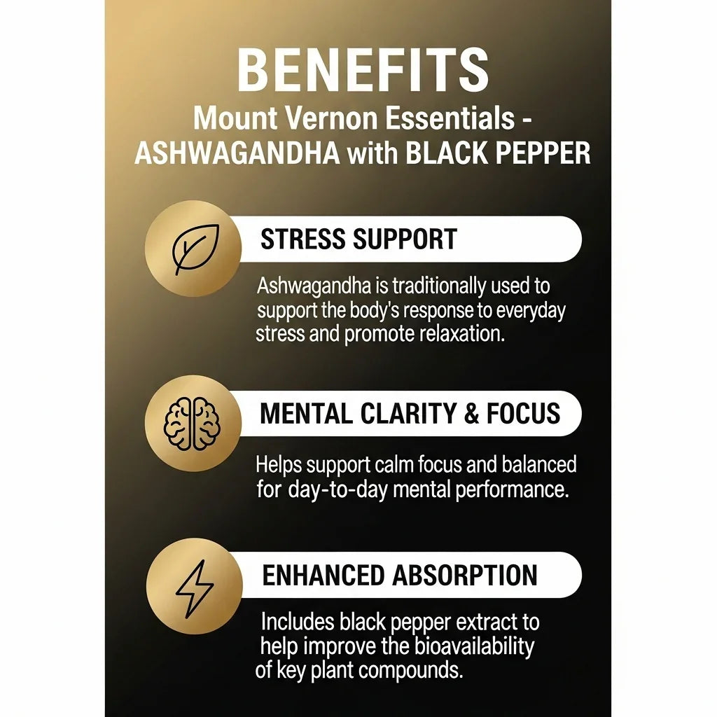 Ashwagandha + Black Pepper – 60 Capsules